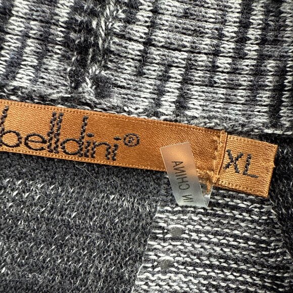 Belldini Women's Cardigan Sweater Size XL Black Gray Artsy Knit Long Sleeve Open - Picture 3 of 9